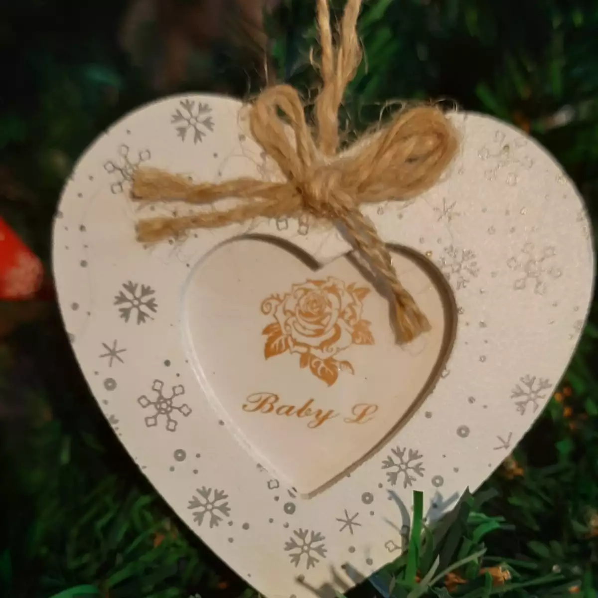 Decoration sapin de Noël Coeur blanc
