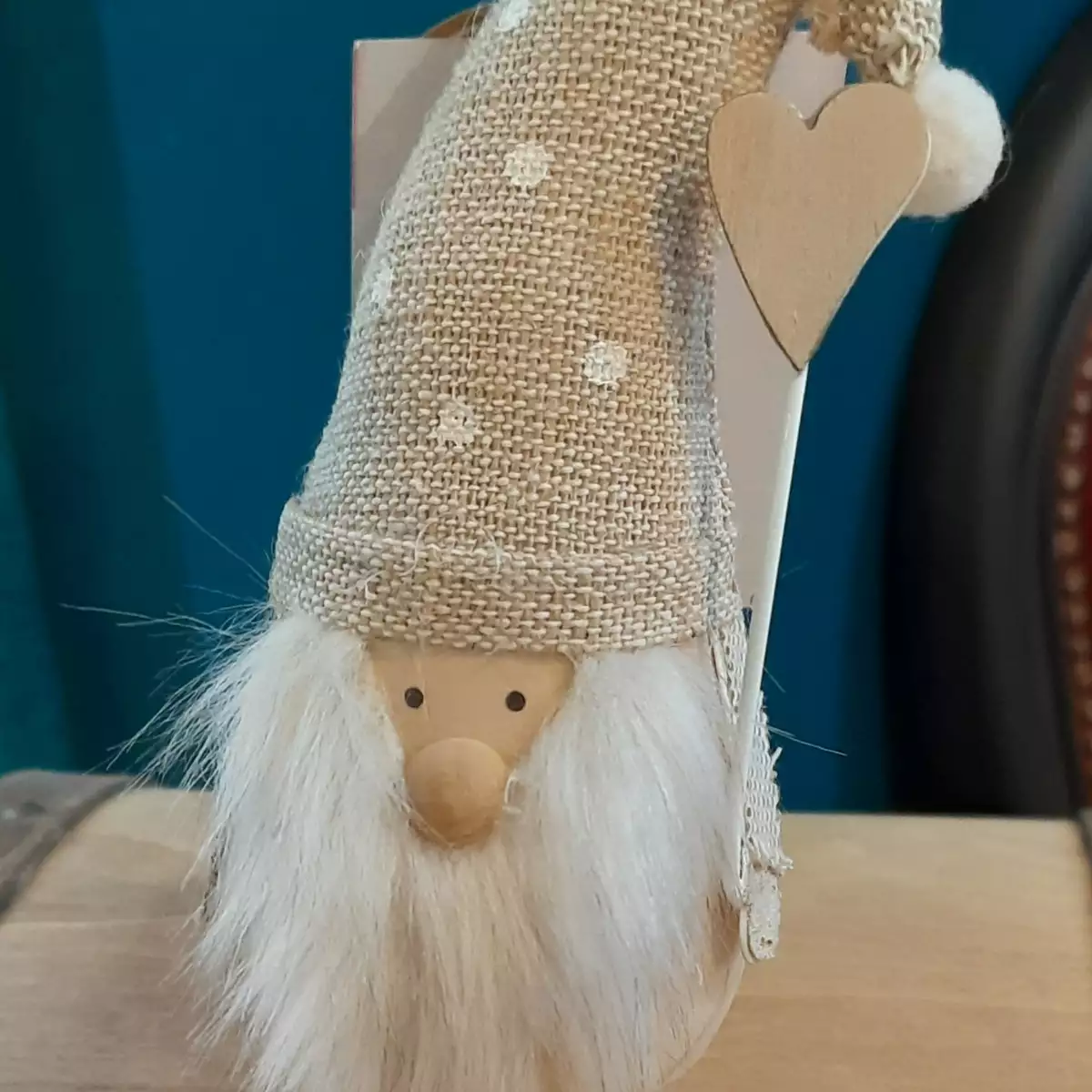Père Noël bonnet beige et blanc